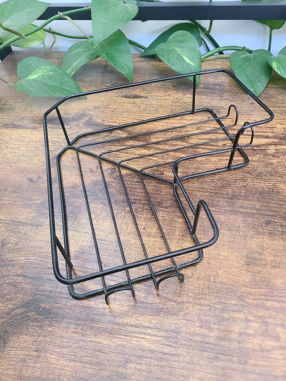 Black Wire Corner Shower Caddy, No-Drill Adhesive Bathroom Storage Shelf Organiz
